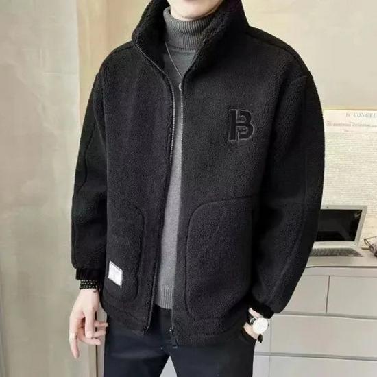 2025 New Lambswool Men s Jacket: Thick, Fleece-Lined, Trendy Autumn/Winter Outerwear 2XL [135-150 lbs]