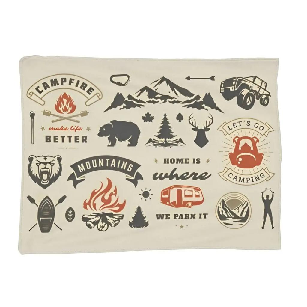 Camping Lake Graphic Blanket Flannel Throw for Home Sofa Bedspread xcm