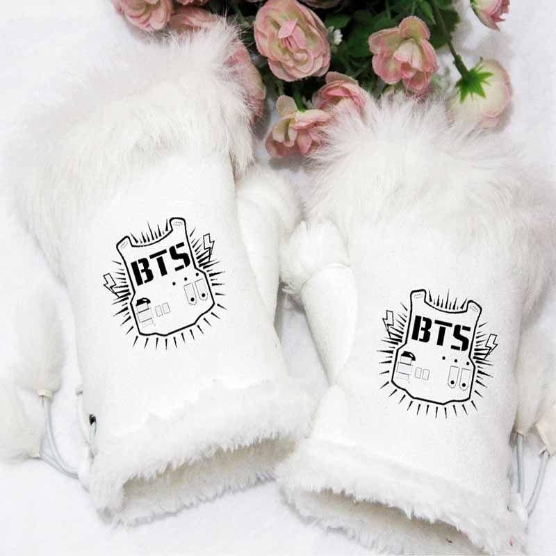 Halbe Paar 1-Finger-Handschuhe BTS Kpop Warme Handschuhe Schnürhandschuhe Fingerlos Neue Handschuhe