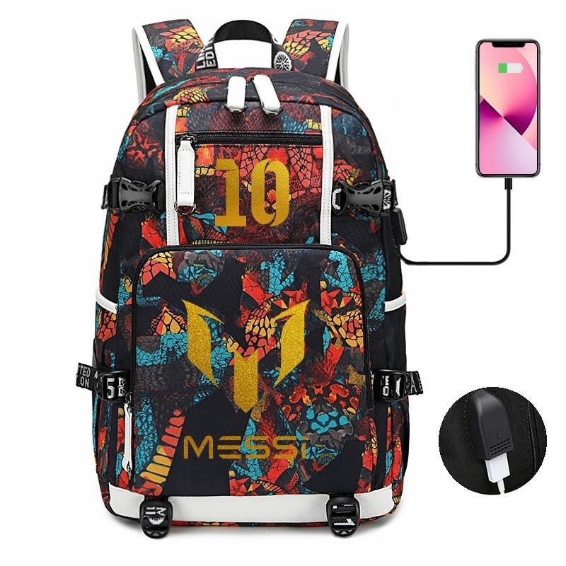 Glow-in-the-Dark Soccer Backpack Teens Large Capacity Laptop Bag With Padded Straps Oxford Fabric Trendy Patchwork Design