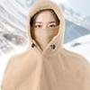 Drawstring Fleece Balaclava Hat Solid Color Pullover Cap Casual Masks Hood Beanies  Cycling
