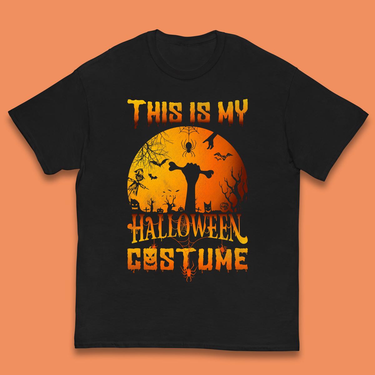 This Is My Halloween Costume Zombie Hand Rising Out Of A Graveyard & Holding Bone In Spooky Night Kids T Shirt 110