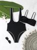 Fashion Black Two Piece Triangle Bikini Set Sexy Backless Swimsuit For Beach Vacation
