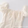 French Gentle and Pure Temperament Hollow Embroidery Lace-up Dress Women's Summer New Holiday Style Thin Dress