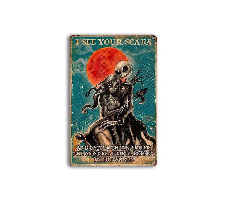 Anime Skeleton Wall Painting Vintage Metal Poster Board Modern Aesthetics Home Decoration Tin Sign Bar Garage Decor Plate Sign