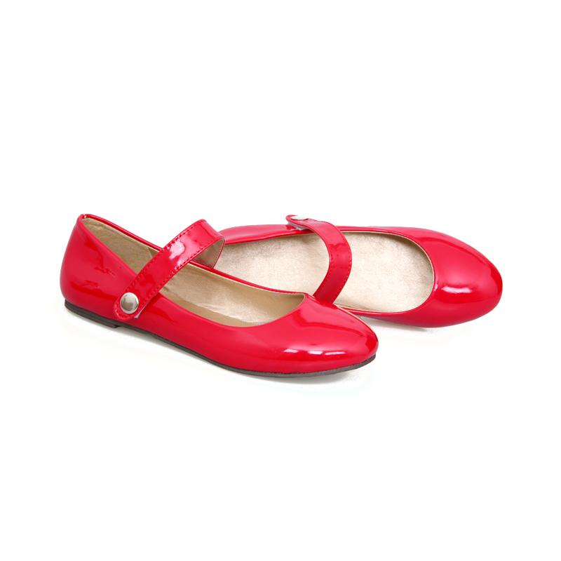 

Модные женские туфли-лоферы на плоской подошве из лакированной кожи черного, синего, красного, телесного цвета, с круглым носком, туфли Мэри Джейн, повседневные туфли на плоской подошве для женщин, большой размер 48 45 красный