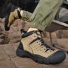 Fashion Genuine Leather Mens Hiking Shoes Anti Slip Mens Boots Outdoor Sneakers Comfortable Climbing Hunting Trekking Camping Shoes Blac