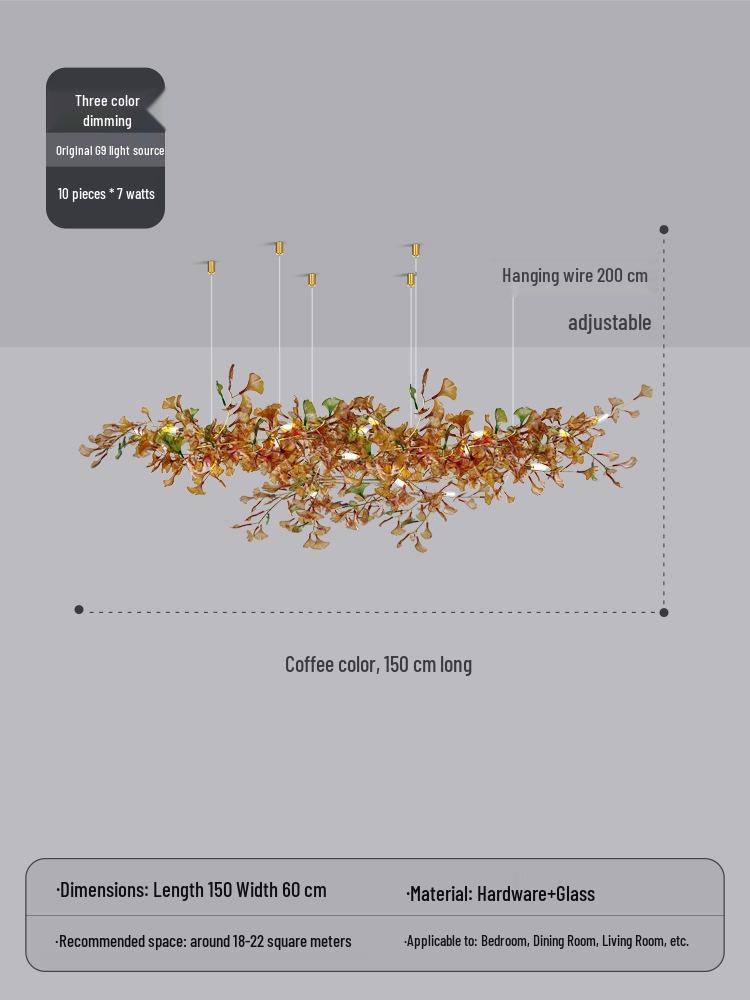 Modern Ginkgo Leaf Pendant Light for Living Room, Staircase, and Dining Area