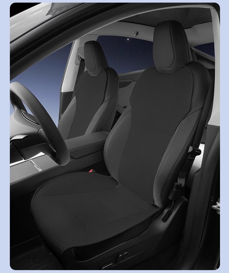 Nappa Leather Seat Protector Pad for Tesla Model Y (Refreshed Version) - Breathable, Ventilated Cushion