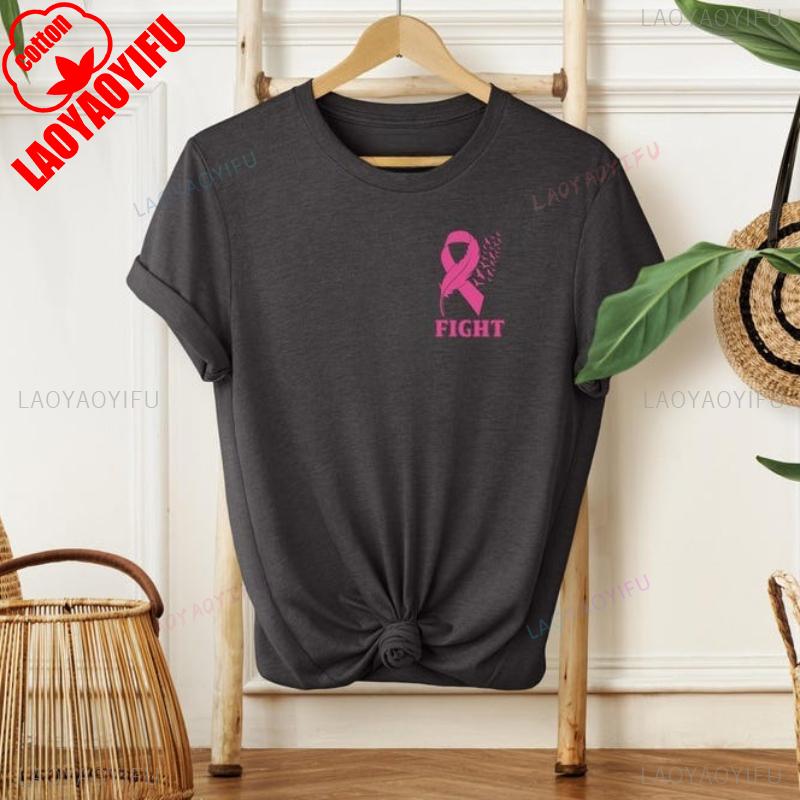 Breast Cancer Shirt Pink Ribbon Pocket October Warrior Short Sleeve New Arrival Breathable Cancer Support Tee For Wounisex Unisex