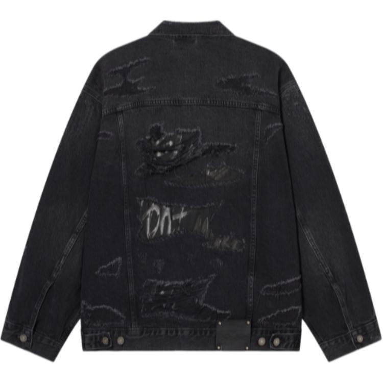 Levis SS25 Ripped Design Button Closure Denim Jacket Men Outerwear Black 002X0-0000