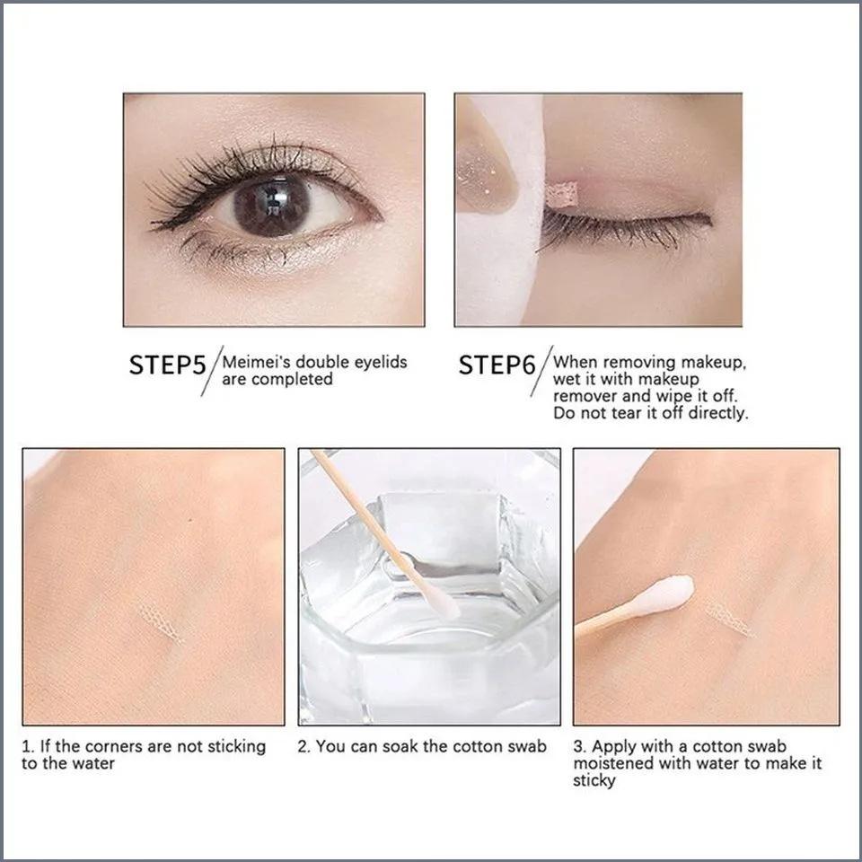 Water Activated Lace Double Eyelid Tape with Applicator and Tweezers for Natural Look Easy to Use and Durable Adhesive Strips for Eyelid Shaping