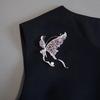 French Light Luxury Pink Purple Luxury Butterfly Brooch Fashion High Sense Rhinestone Pearl Exquisite Elegant Pin Women