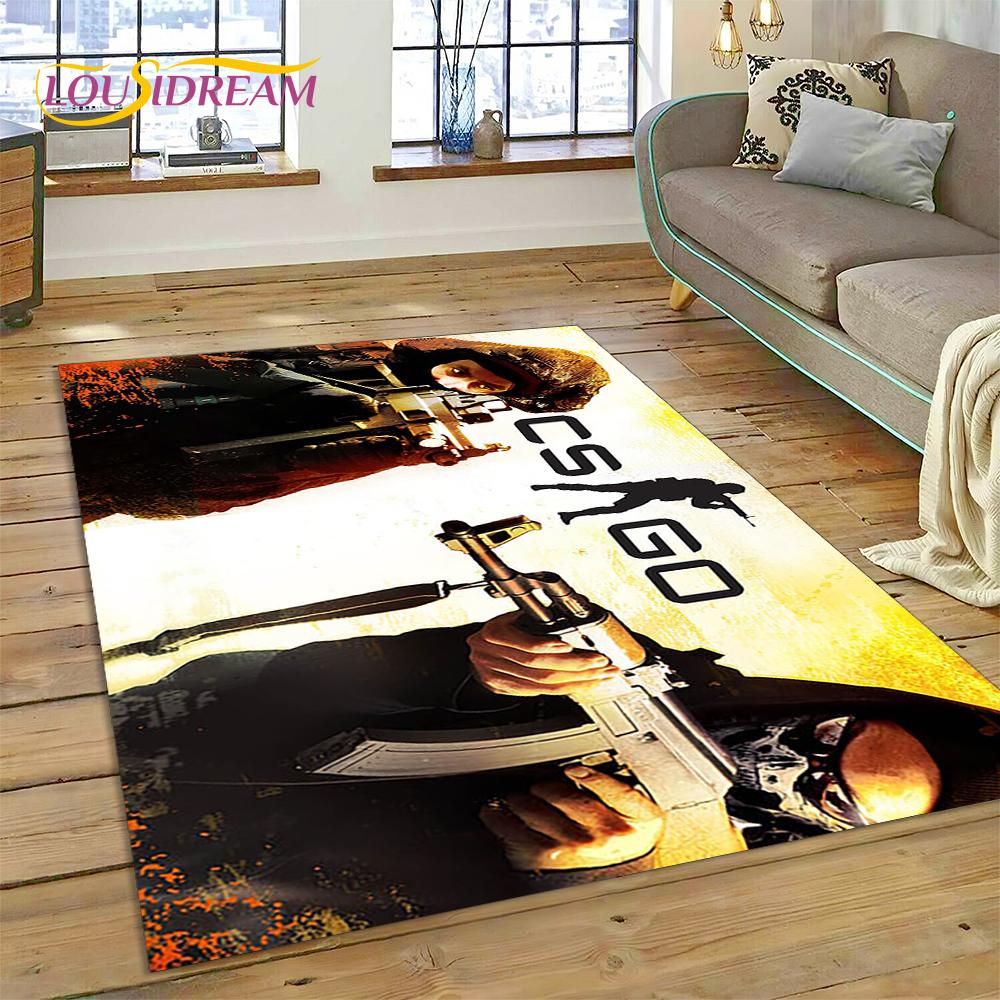 CS GO, Counter Strike Spiel Gamer HD Teppich für Wohnzimmer Schlafzimmer Dekoration, Bodenteppich rutschfeste Dekoration für Sofa Fußmatte Geschenk