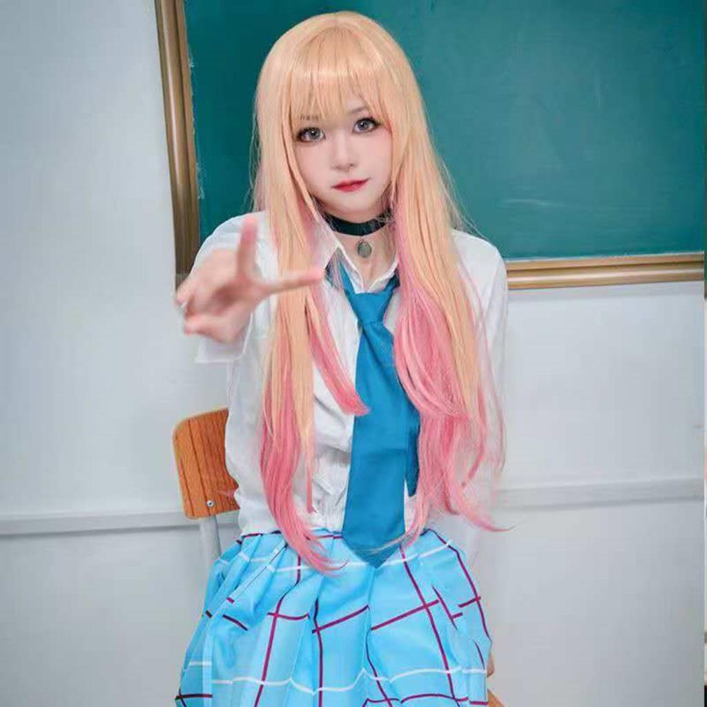 Kitagawa Marin Cosplay Anime Min Klesdrakt Darling Kitagawa Marin Cosplay Kostyme Kjoler Skoleuniform Parykk Øredobber Dress Jenter