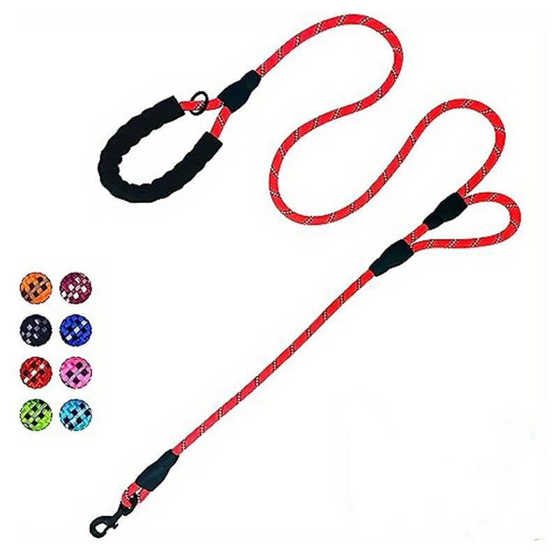 Pet Rope Dog Leash 6ft long,Traffic Padded Two Handle,Heavy Duty,Reflective Double Handles Lead for Control Safety Training,Leas