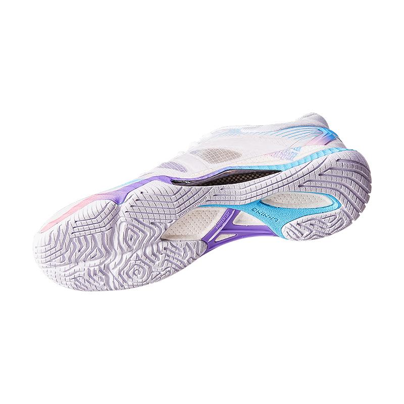 New LiNing Shock Absorbers Slip Resistant Breathable Low Top Badminton Shoes Unisex White Blue AYAR001-5