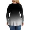 Women's Plus Size Shirt Long Sleeve  Print Top Pleated Casual V-Neck Top