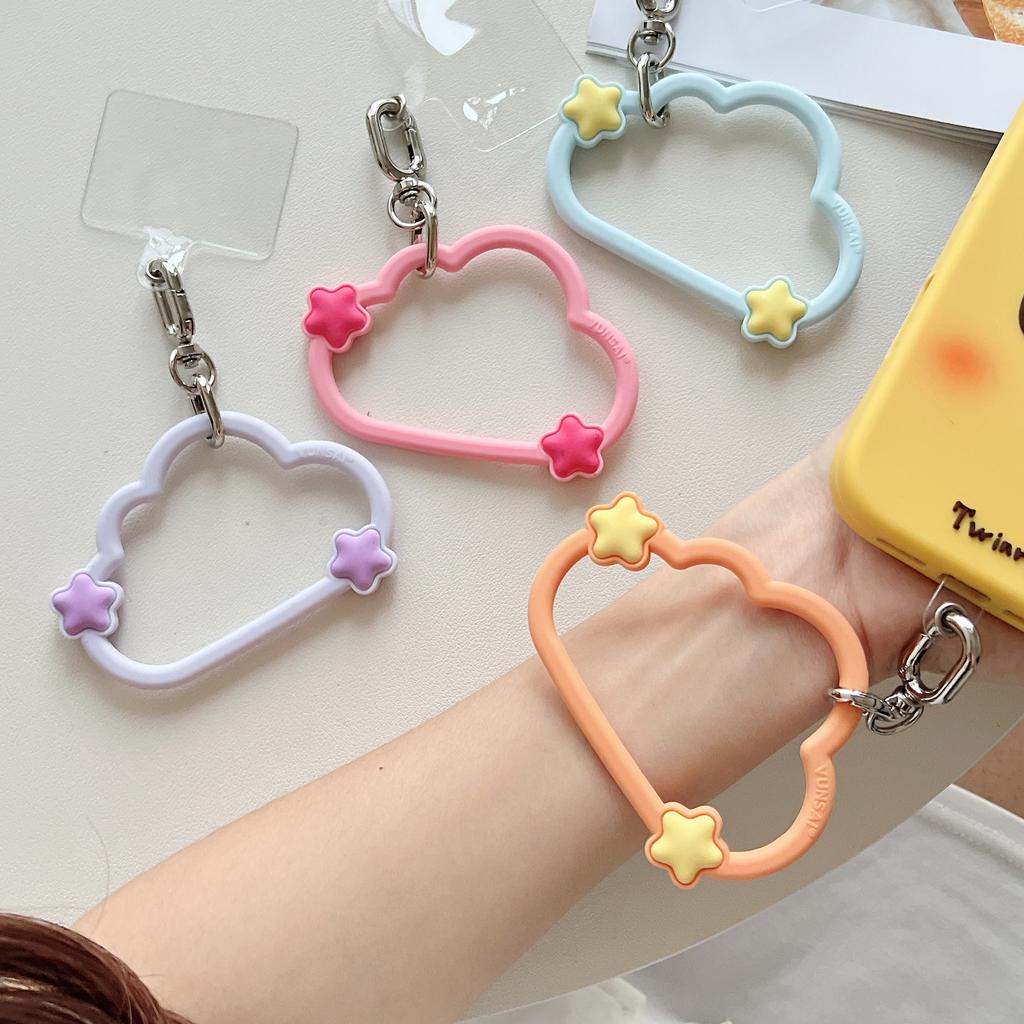 Clouds Stars Mobile Phone Lanyard Anti-Lost Around The Hand Phone Silicone Bracelet with Gasket Anime Gift Cell Phone Strap Gift