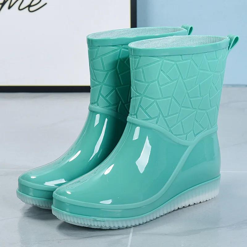 Moda 2024 Kalosze Damskie Outdoor Odporne na Zużycie Plastikowe Buty PCV Kuchnia Wodoodporne Buty Wszystkie Pory Roku