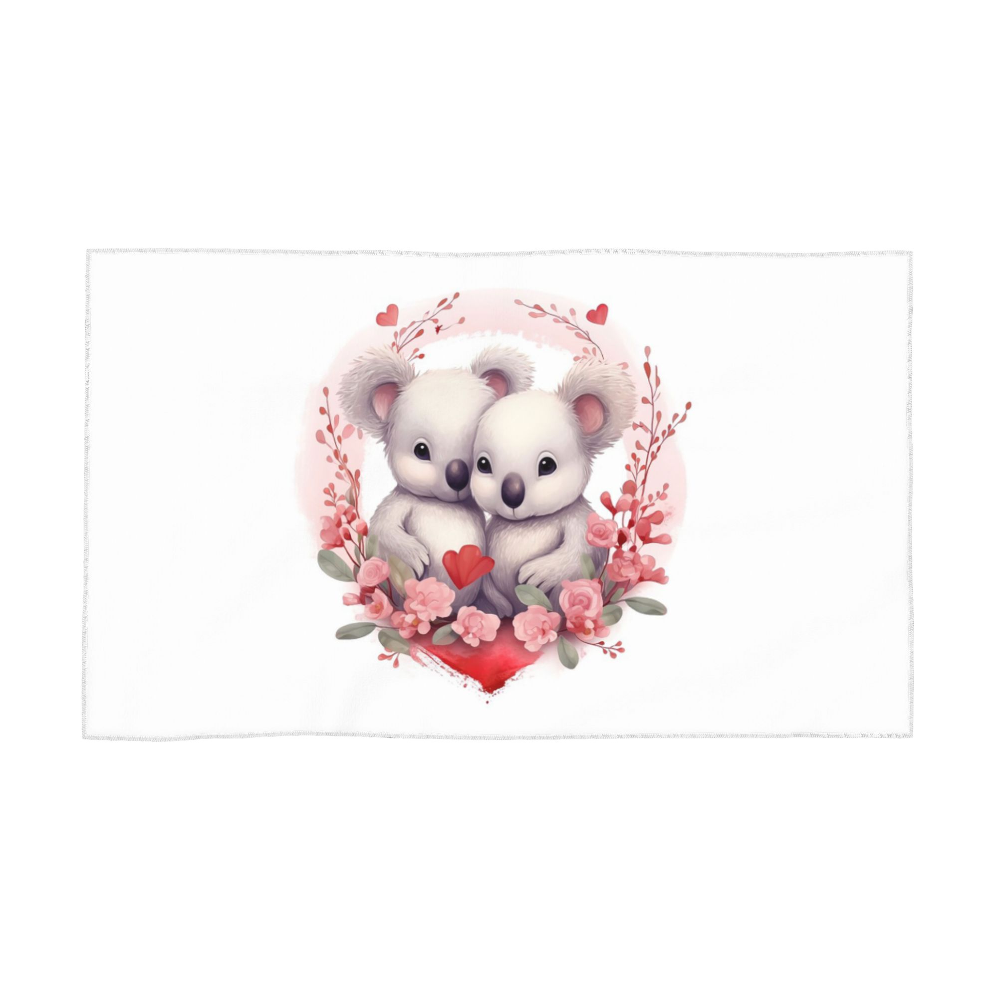 

Valentine s Day Koala Bears in Love Soft Face Towel Quick Dry Pool Bath Cotton Towels Absorbent Quick W30*H60(CM)