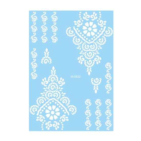 Baizihuahu White Lace Tattoo Sticker for Women, Temporary Face Body Arm, Waterproof Fake Decal Wedding Party Festival