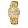 50 metros à prova d'água Quartzo Pulseira de Aço mesmo estilo para homens e mulheres mostrador dourado MTP-B145G-9A