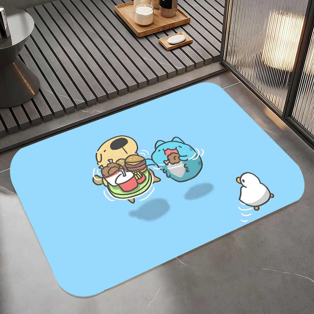 Anime C-capoo Floor Mat Diatomite Bath Mat, Quick Dry Absorbent Non-Slip Door Mat