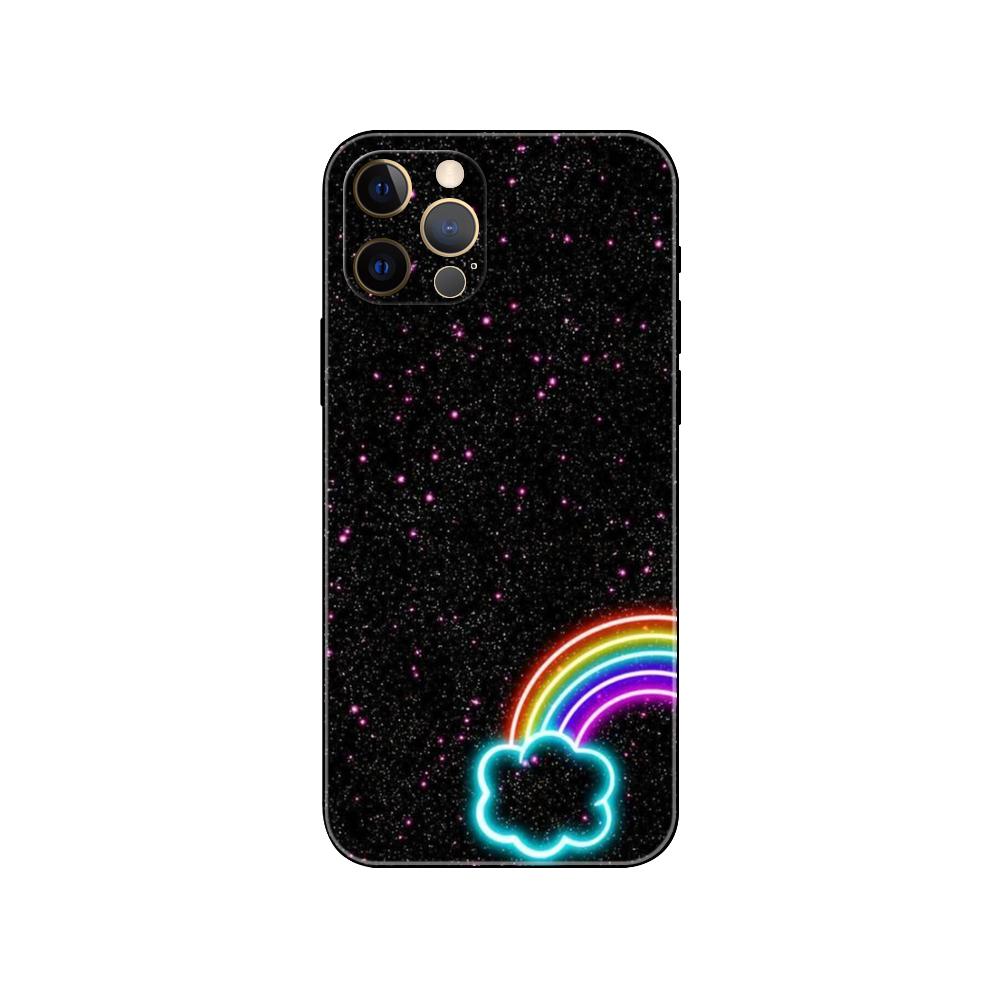 Rainbow Art DIY Phone Case for Iphone 5 5s 2020se 6 6s 7 8 Plus X 10 XR XS 11 12 13 Mini Pro MAX Black Tpu Back Cover