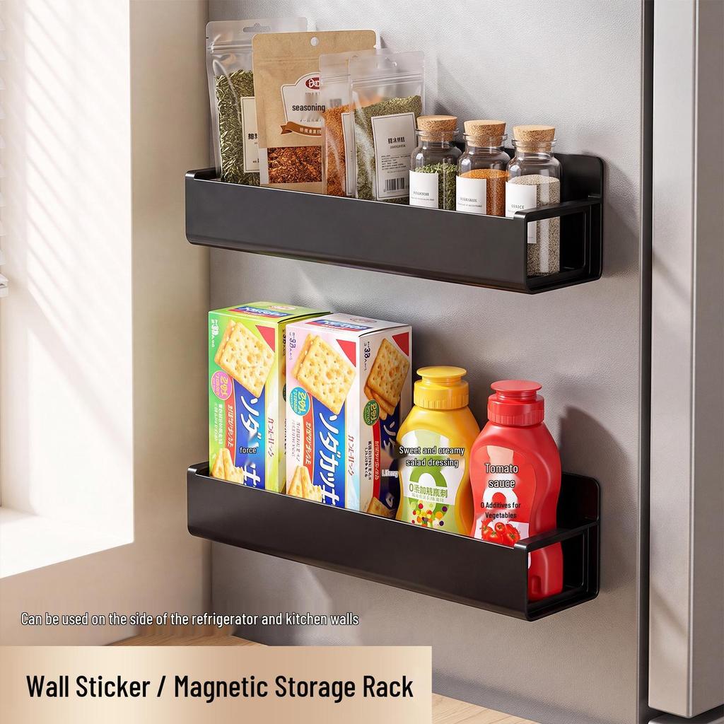 Magnetic Kitchen Storage Rack for Refrigerator, Microwave, or Washing Machine - No-Drill Wall-Mounted Spice Organizer