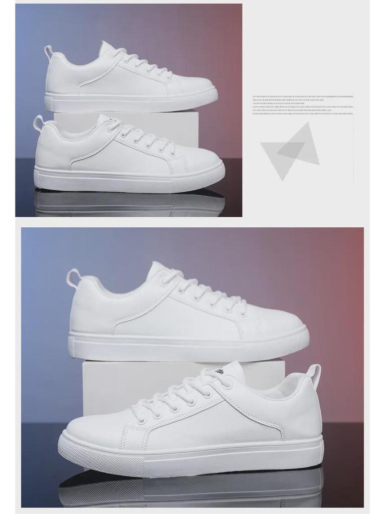 Large Size Versatile Men's Korean Style Low-Top Sneaker Casual White Shoes