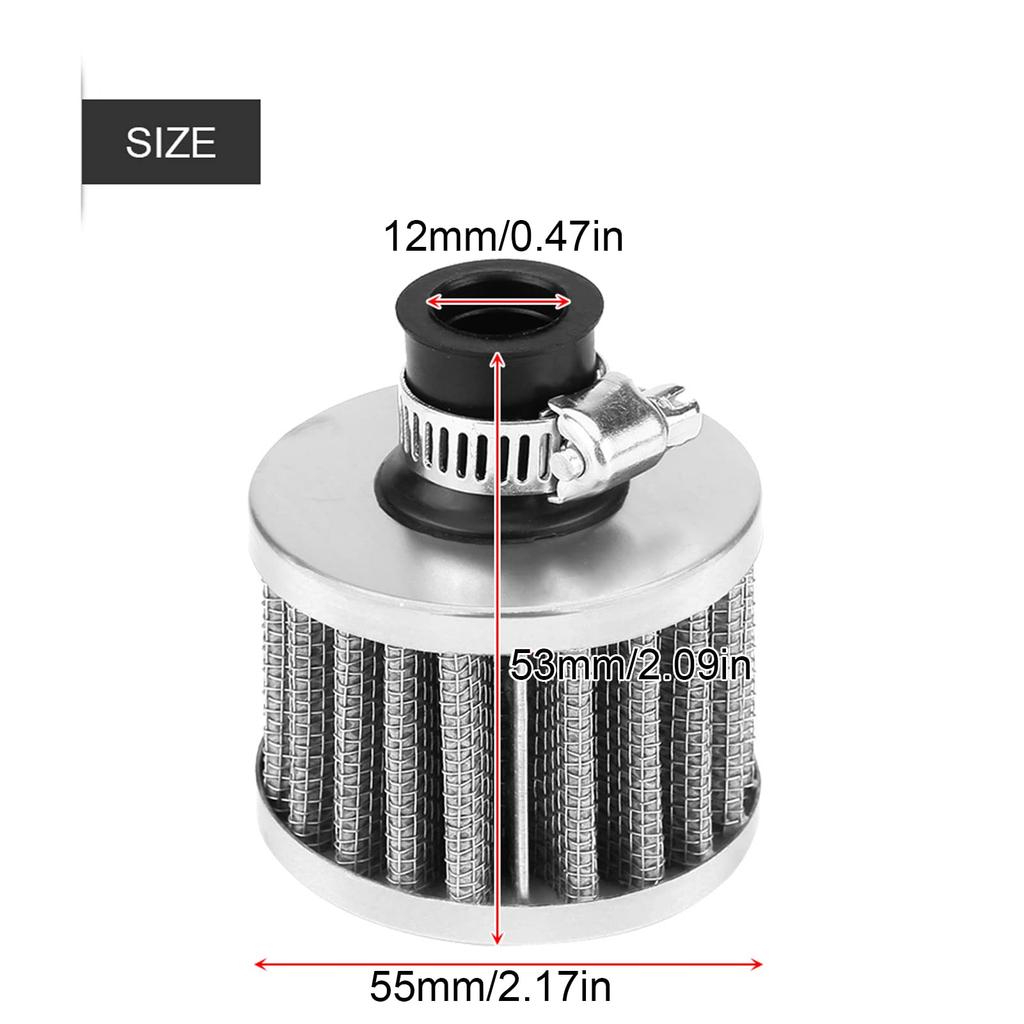 Breather Filter 13 Pie, Air Filter, Qiilu Air Filter Air Intake Filter Kit 57 * 50mm 13mm Universal (Silver)