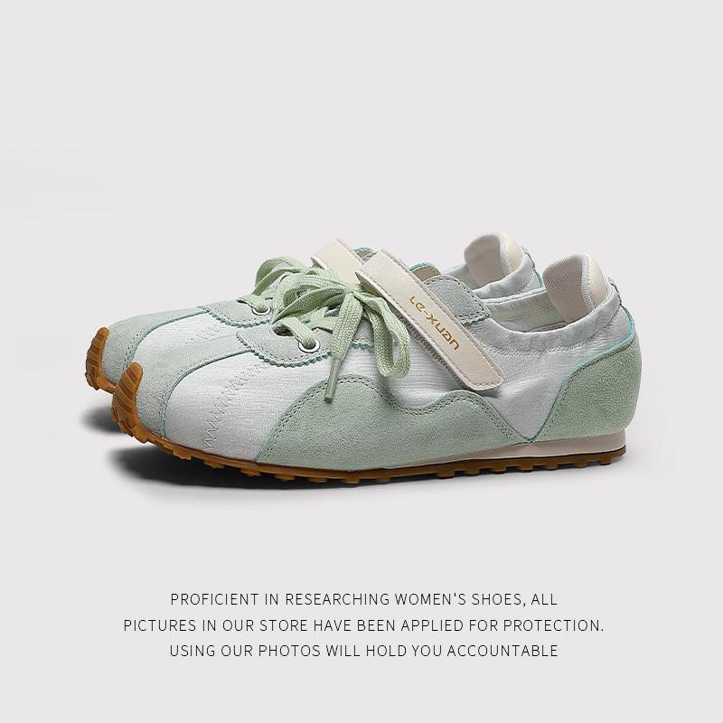 Niche Splicing Pair Of Shoelaces LowTop Casual Sports Shoes Women'S Round Head LaceUp Inner HeightIncreasing German Training Shoes
