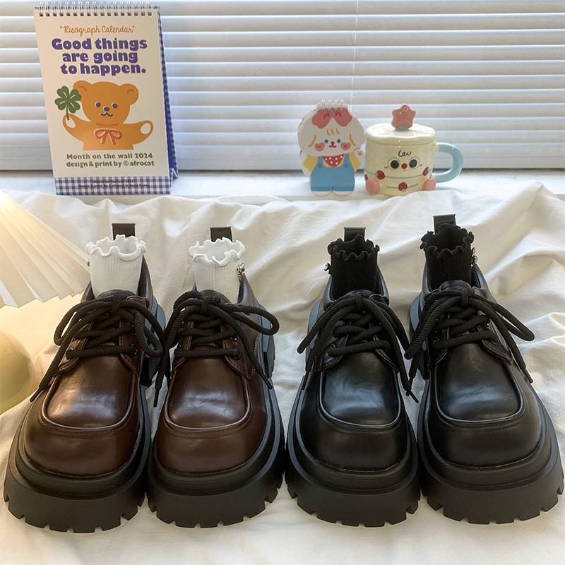 Fashion Shoes Womens Sneakers Platform Roses Thick Sole 2025 Retro Lace-Up Spring Shoes Womens Sneakers Platform Roses Thick Sole 2025 R