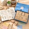 16pcs Delicate Carving Wooden Rubber Stamp Set Clear Imprint Rectangle Stamp Set  For DIY Crafts