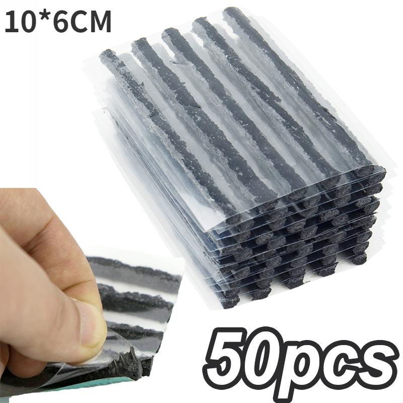 50pcs Tubeless Tire Repair Strips Stiring Glue Rubber Strip Seals Tyre Puncture Studding for Truck Car Motor Accessories Tools
