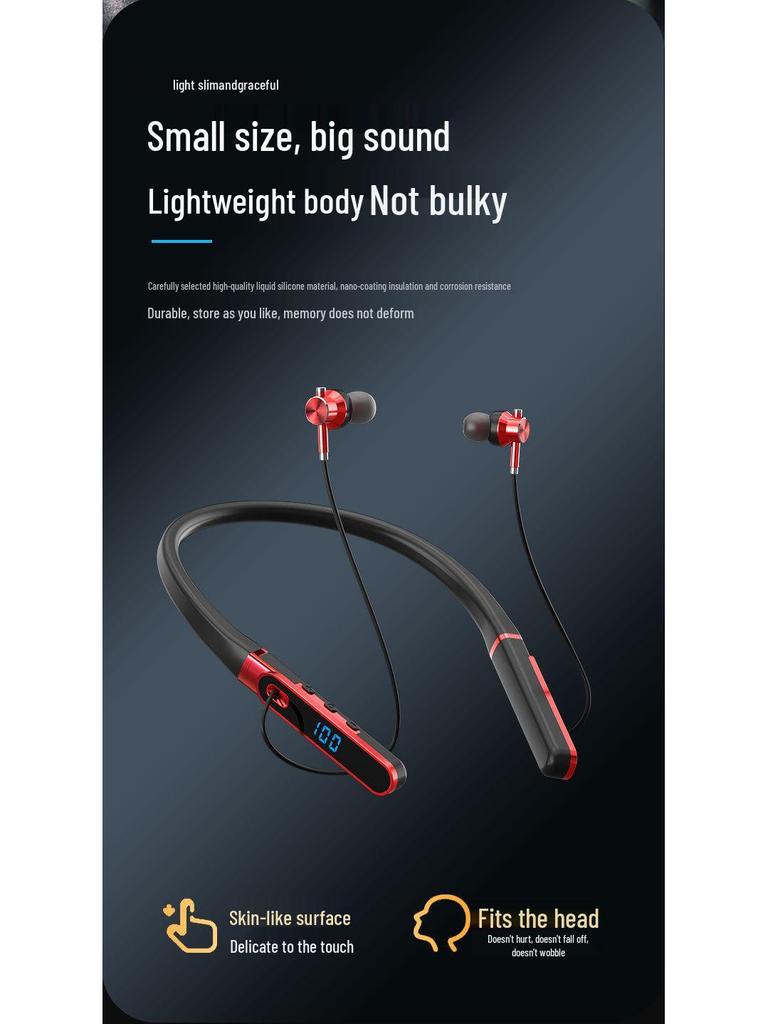 Neckband Bluetooth Headphones with Long Battery Life, Large Volume, Compatible with Apple, Huawei, and Android Devices