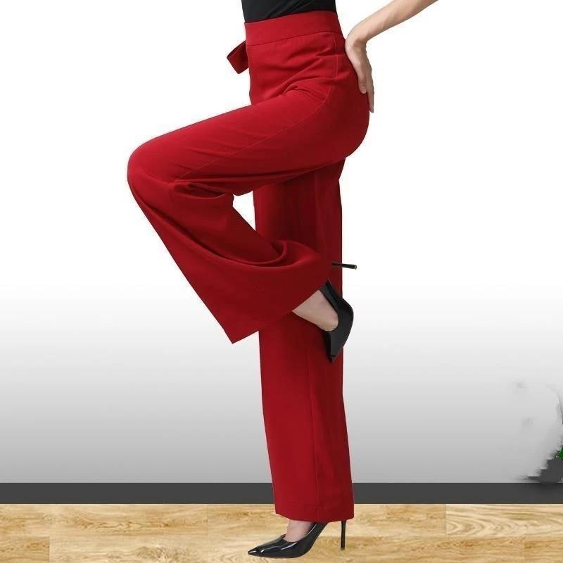 Lockere Tanz-Modern-Hose Ballsaal-Tanz Fließend Hohe Taille Hose Latein Band Hohe Taille Weite Beine Latein-Tanzhose
