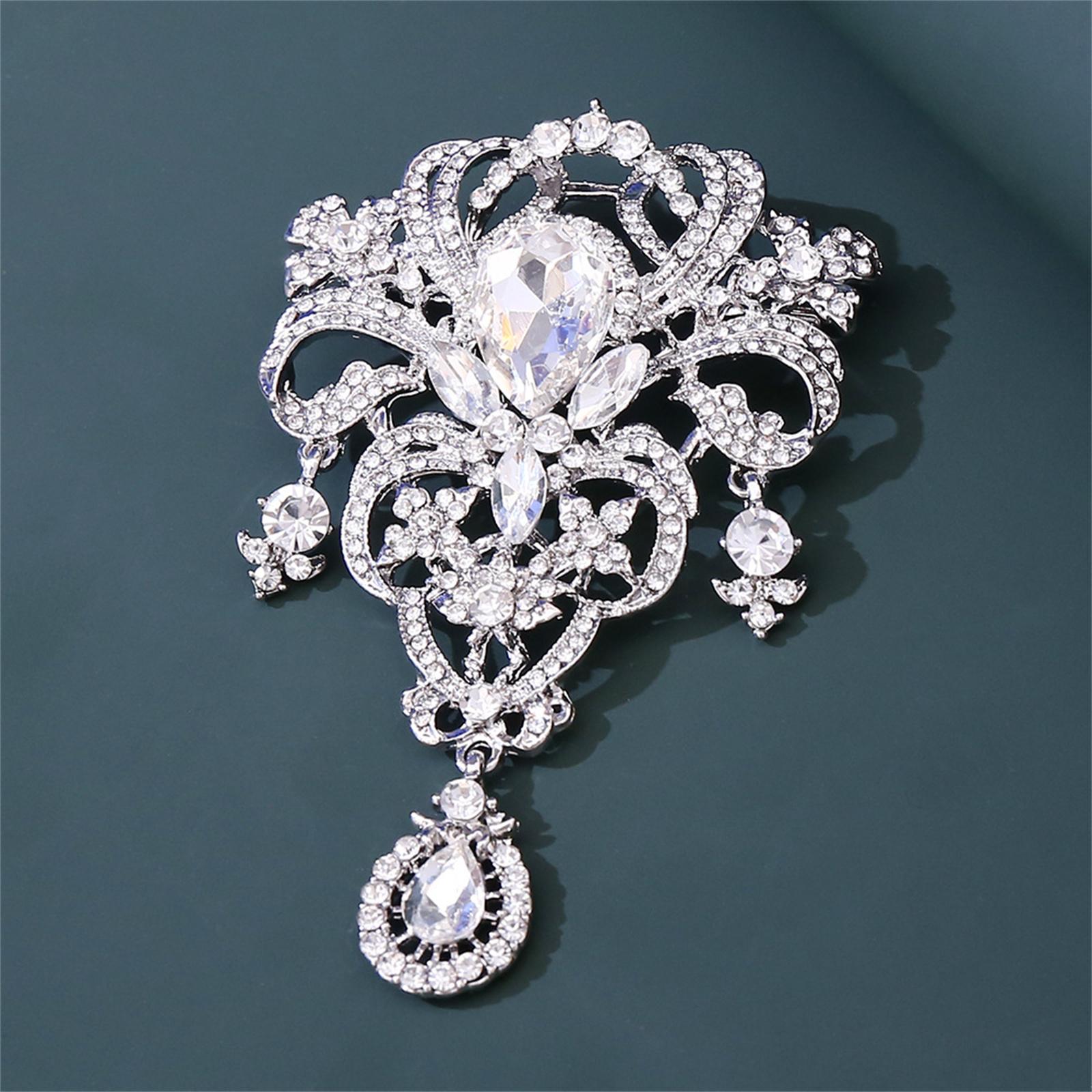 Retro Woman Rhinestone Brooch Pin Bridal Bouquet Brooch Pin Clothing Accessories for Wedding Bouquet Gift 1 серебряный