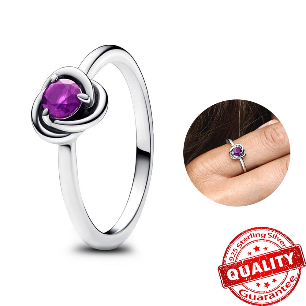 Neu S925 Sterling Silber Fingerring 12 Monat Birthstone Eternity Kreis Ringe Edlen Schmuck Geburtstagsgeschenk