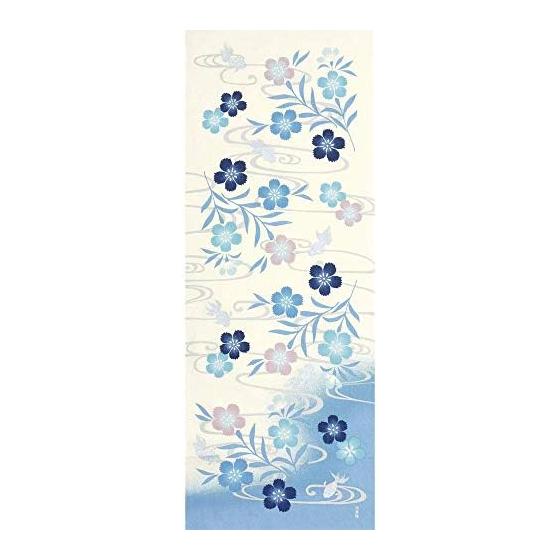 Hamamonyo Tenugui Hand Towel: Pink Carnation and Cool Goldfish