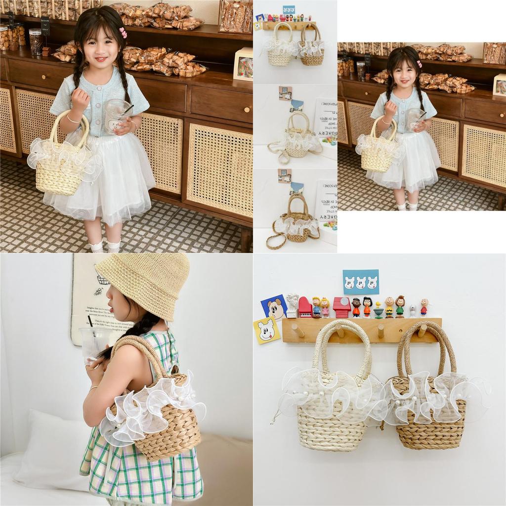 Fashionable Baby Summer Beach Bag Charming Woven Handheld Tote For Girls