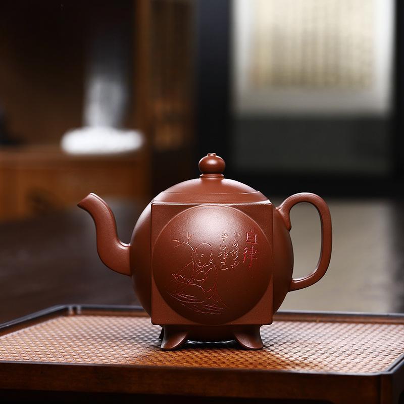 

Исинский фиолетовый глиняный горшок со ста глаз, старый фиолетовый глиняный квадратный древний чайный сервиз кунг-фу, китайский чайник ручной работы, большая емкость 300 мл 1pcs China