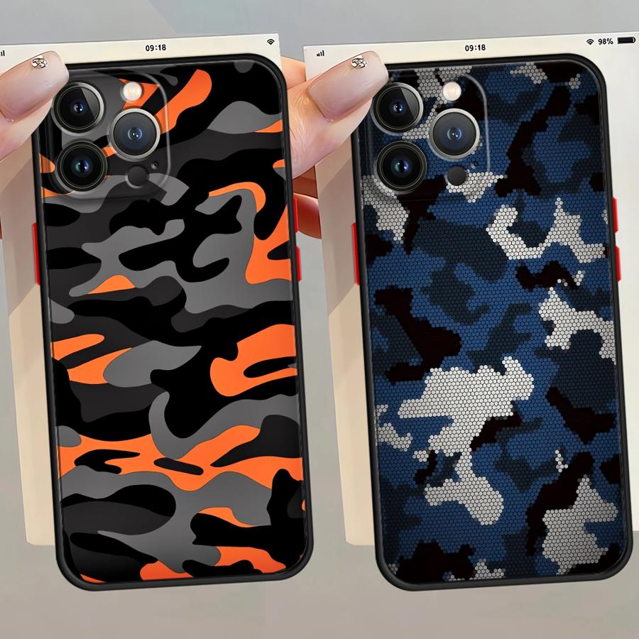 Retro Camouflage Design Case for iPhone 17 Pro Max XS XR 14 16 Plus 13 Mini 7 8 SE 12 Air 15 11 Funda Back Phone Cover