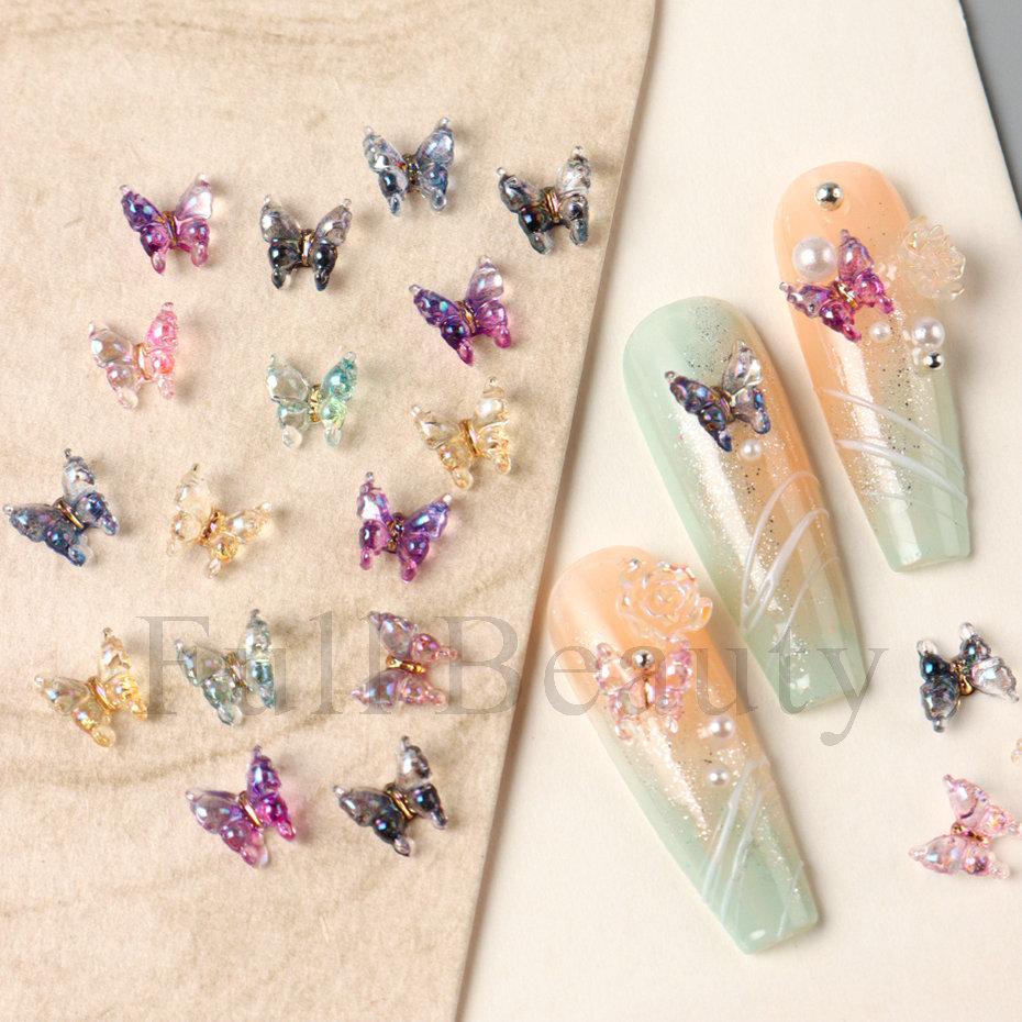 Nail Art Accessories Ins Summer Fairy Aurora Ice Transparent Butterfly Bag Three-dimensional Resin Nail Accessories