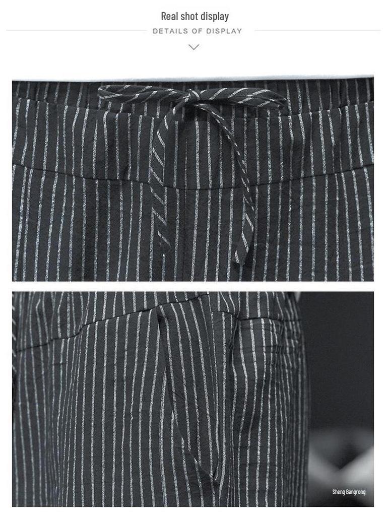 Męskie spodnie haremowe w paski: Młodzieżowy Trend Casual Szerokie Nogawki Długość 9/10