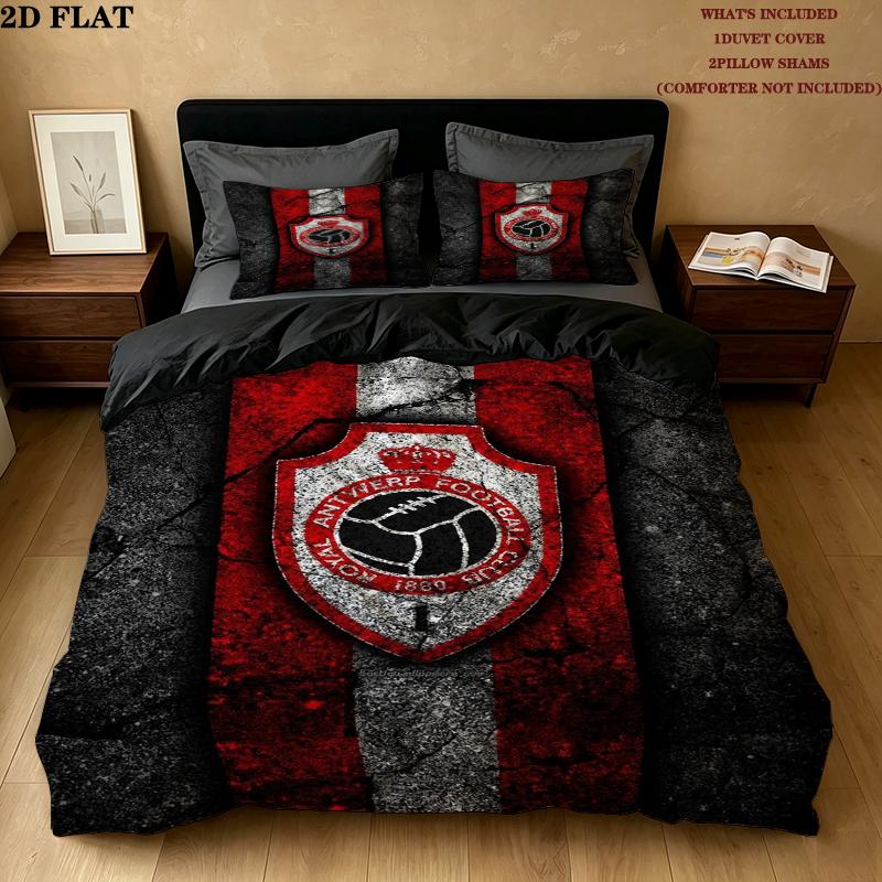 Royal Antwerp Fc Pattern Bedding uilt Set uilt Cover Pillowcase Home Decoration Birthday Gift (1 * duvet cover + 2 * pillowcase without core)