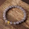 Popular Smoke Purple Lotus Bracelet with Lotus Pod Pendant, Imitation Hetian Jade, Student Style Women's Jewelry.