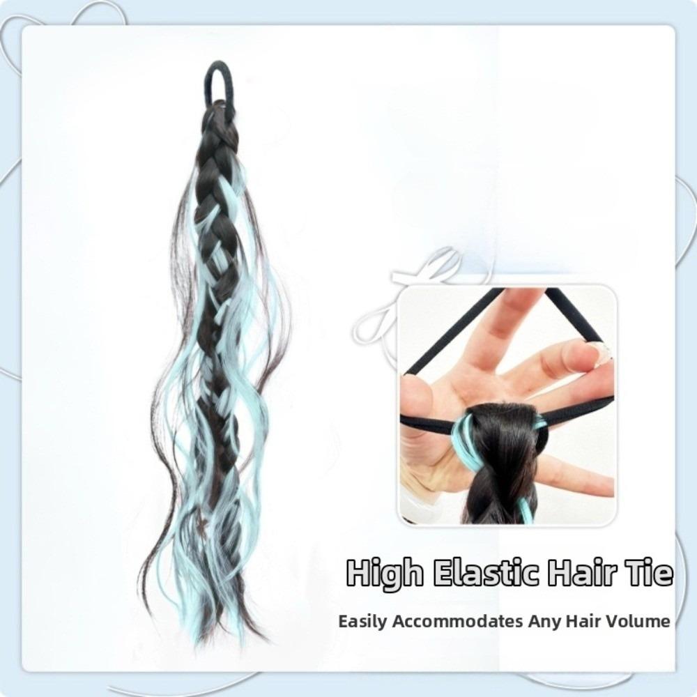 1/2pcs Wavy Layered Messy Braid Hair Piece Synthetic Fried Dough Twists Long Braid For Women 1pc Blue