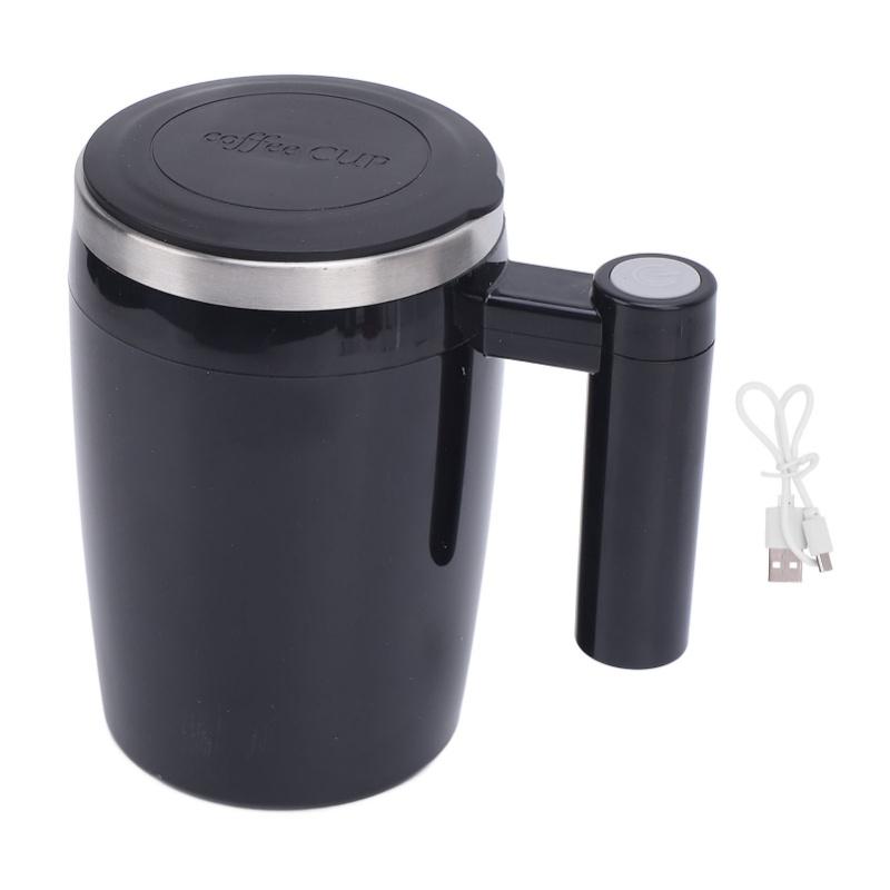 380ml Electric Mixing Mug Rechargeable Stainless Steel Self Mixing Stirring Coffee Mug For Coffee Tea Hot Chocolate Milk Black